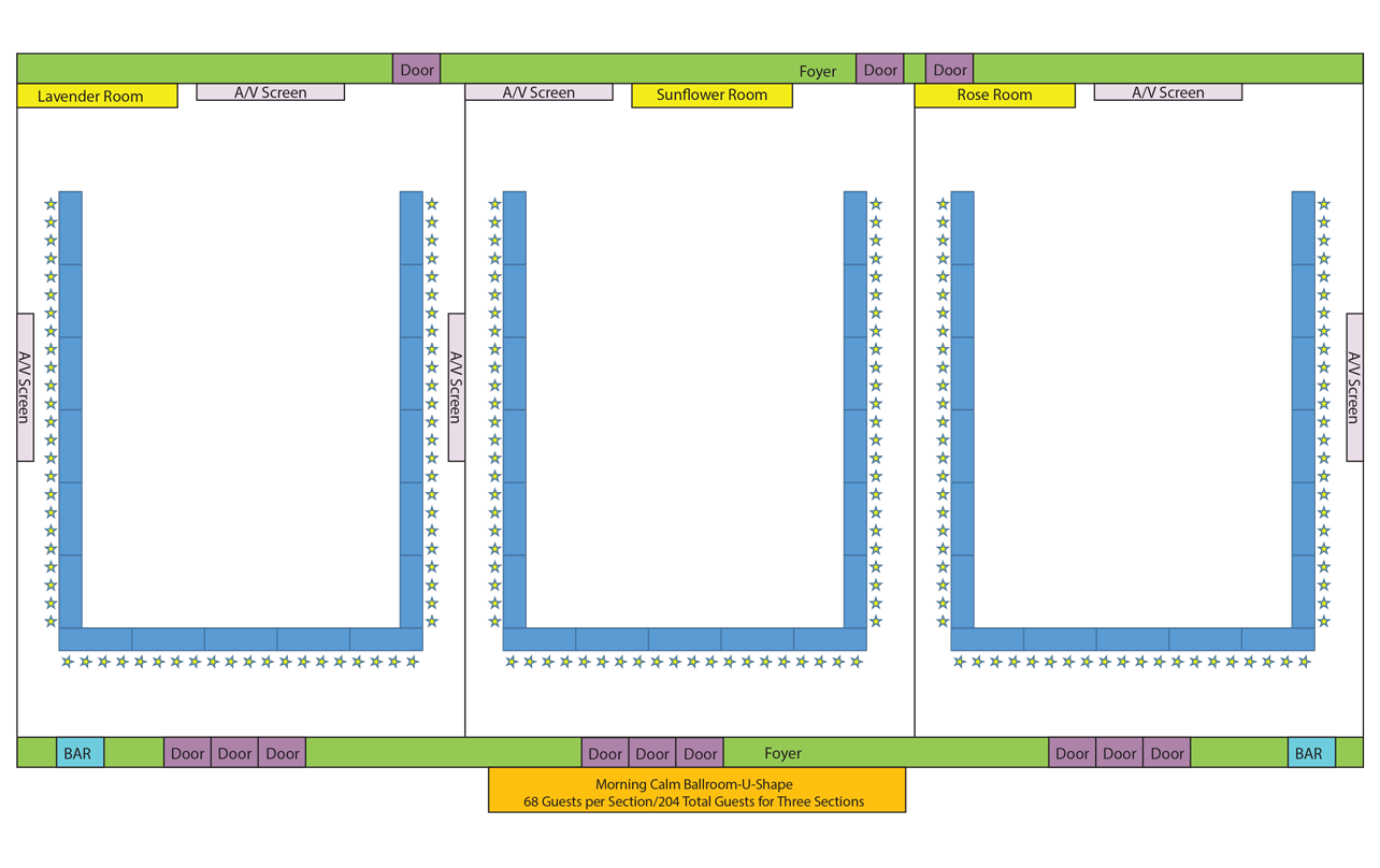 Morning Calm Ballroom Rectangle Table Set-Up