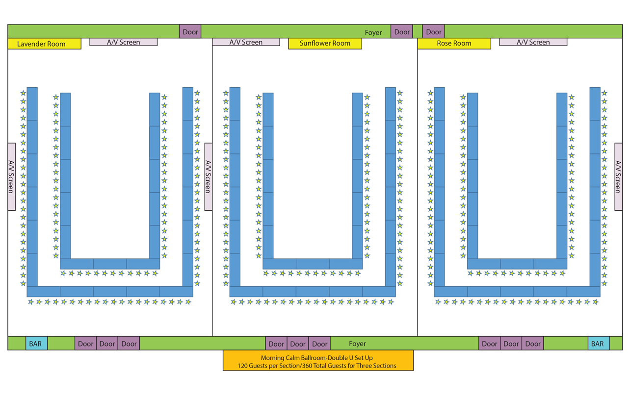 Morning Calm Ballroom Double U Shape Set-Up